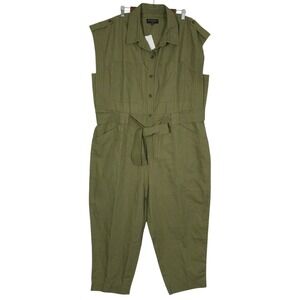 Banana‎ Republic Mens XXL Olive Green Cotton Linen Utility Jumpsuit 580841-00-1